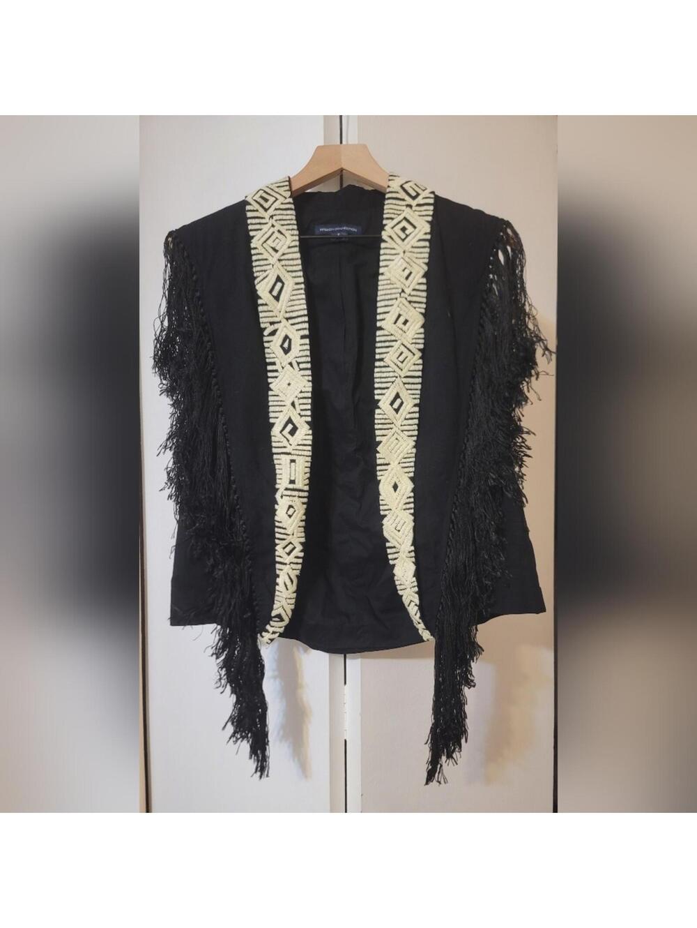 French Connection Fringe Poncho Coastal Cowgirl Minimal Sz 6